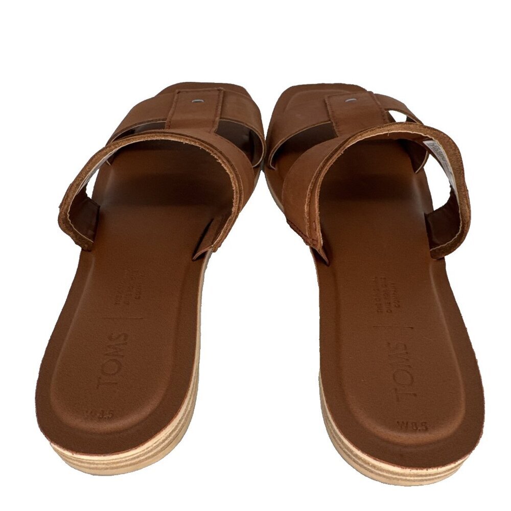 TOMS Seacliff Sandals Tan Veg Leather Ortholite Comfort Foam womans Size 8.5 - Picture 6 of 12